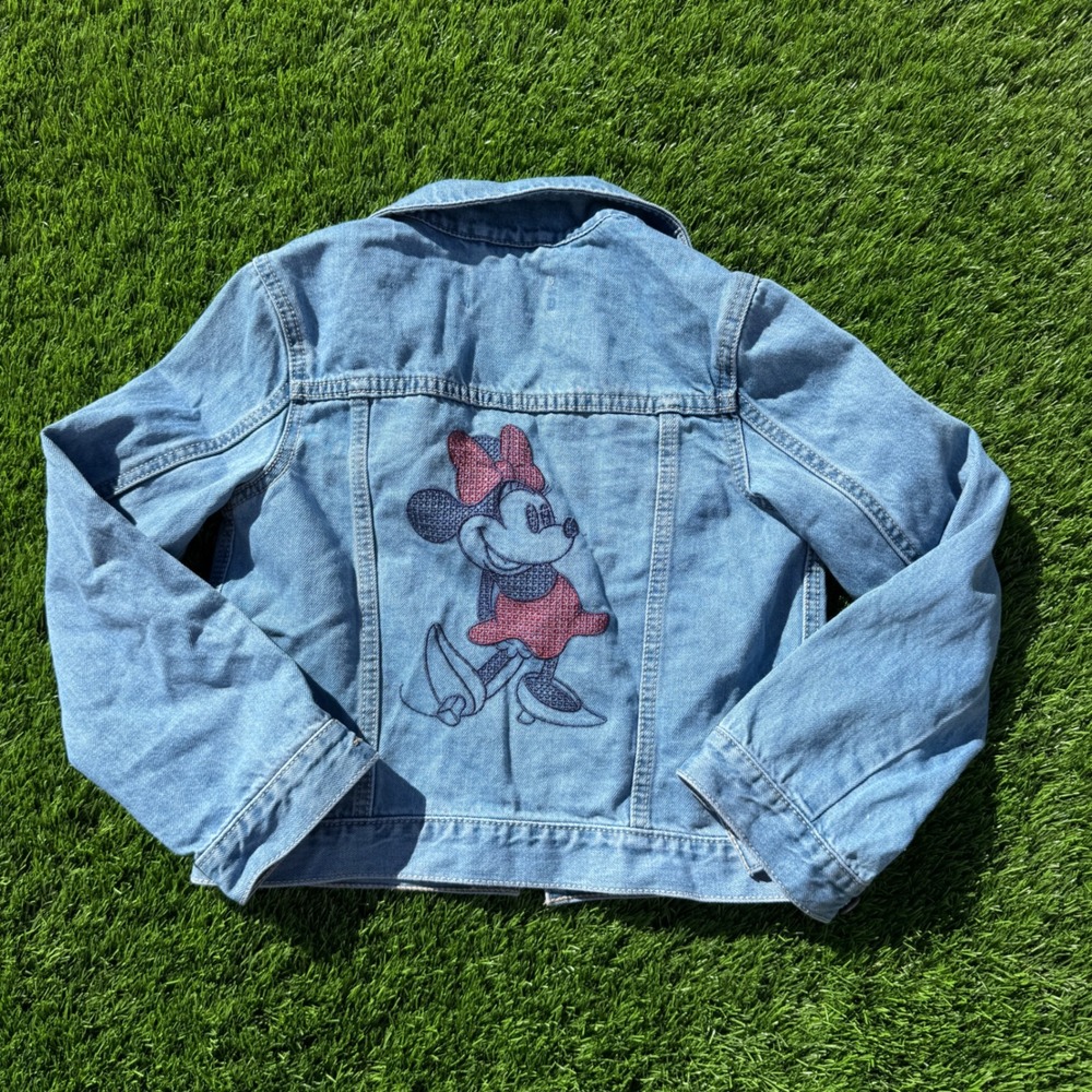 Gap Kids Disney Minnie Mouse Girls M 8-9 Denim Jacket Embroidered Blue